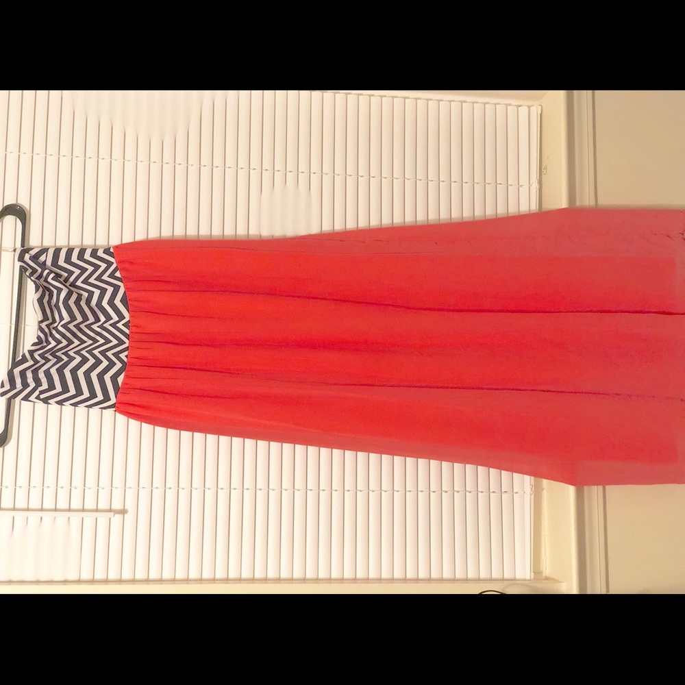 Strapless Chevron Maxi Dress